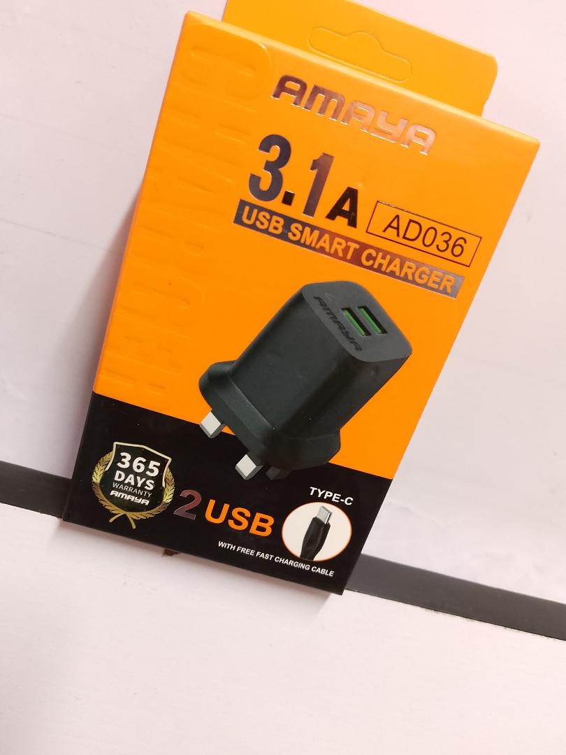 Amaya type C fast charging charger 3.1Amps 2 USB ports