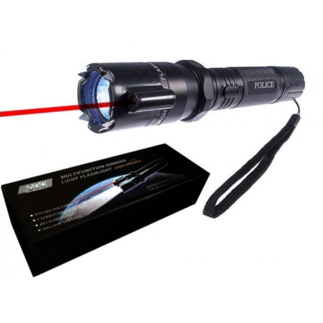 Multifunctional dimming light flashlight with laser and teaser which is rechargeable has high voltage for self defense