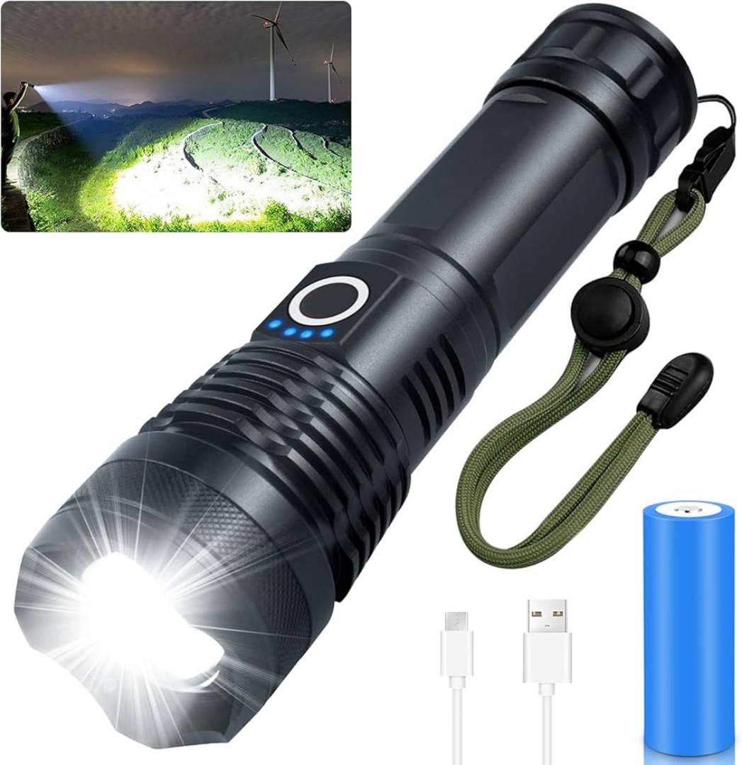 P50 rechargeable torch flashlight with an extra 1 piece 18650 3.7v battery it's water proof