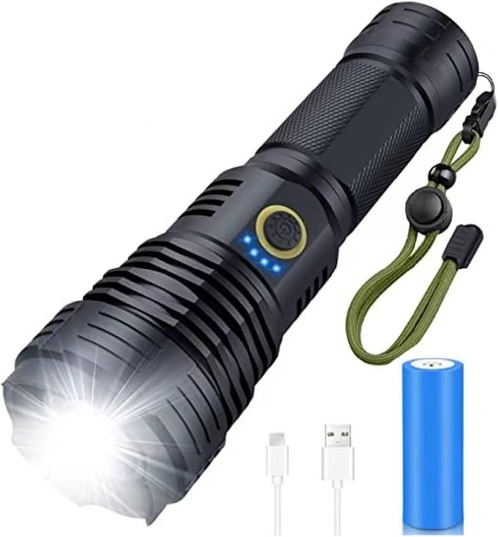 P50 rechargeable torch flashlight with an extra 1 piece 18650 3.7v battery it's water proof