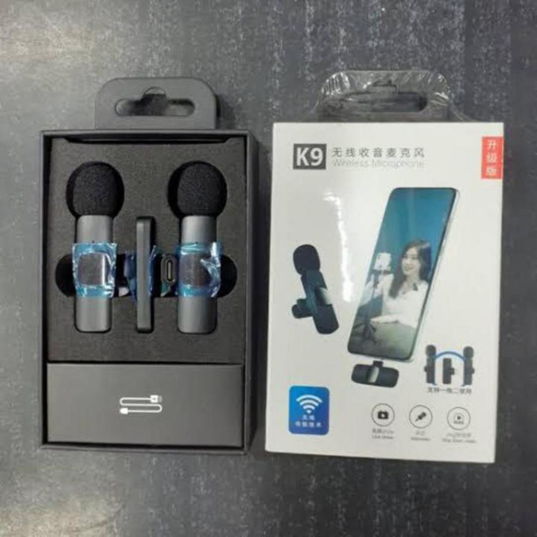 K9 Dual wireless microphone 20 metres of accessible reception clear timbre and high sensitive compatible with type c for live show/ interview