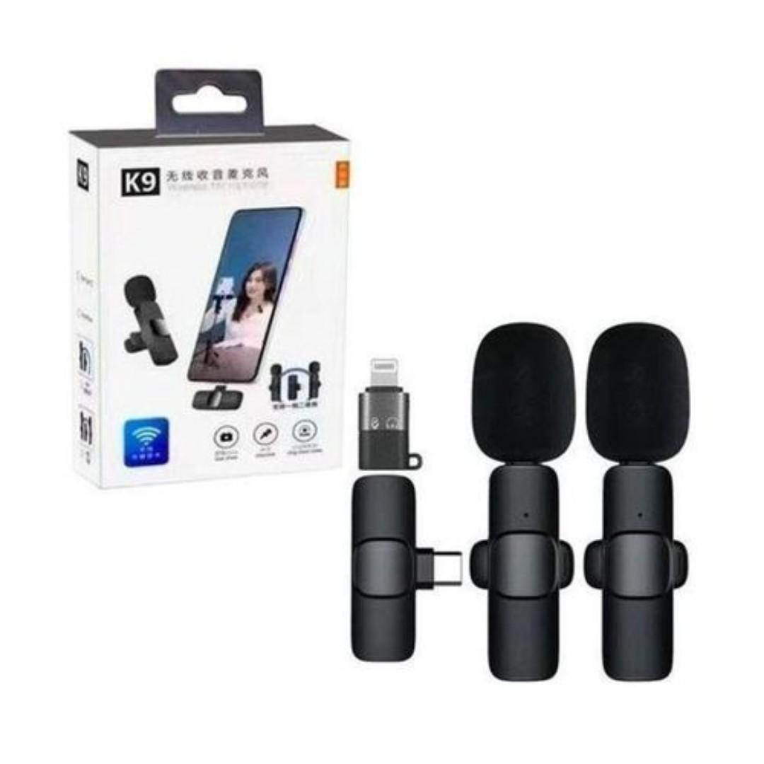 K9 Dual wireless microphone 20 metres of accessible reception clear timbre and high sensitive compatible with type c for live show/ interview