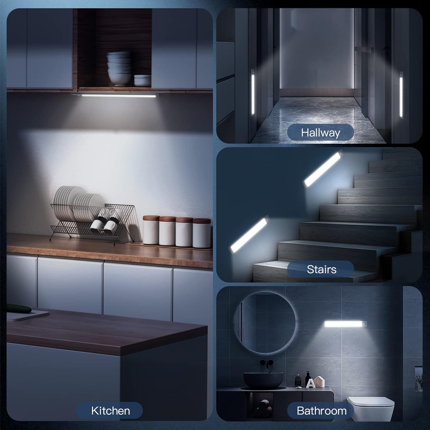 Cabinet Lights, 40pcs LED Rechargeable Battery Powered Motion Sensor Light Interior, 2 Pack Magnetic Dimmable Closet Lights, Wireless Counter Lights for Kitchen, Stairs