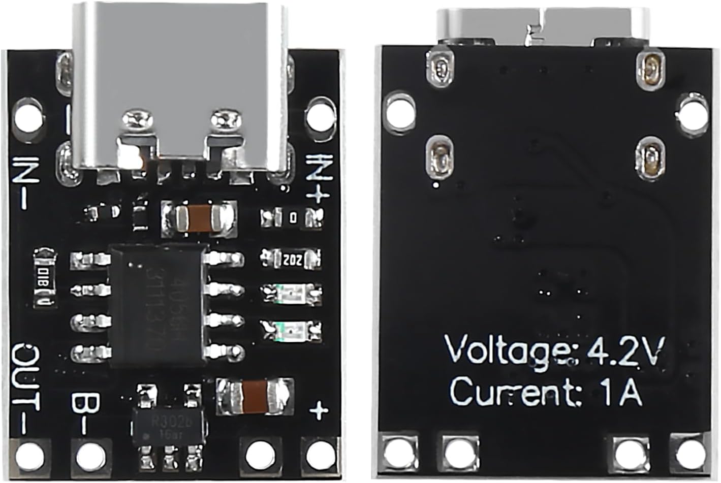 Mini USB Type C 3.7V Lithium Battery Charger Board 4.2V Charging Module with Protection Circuit and LED Charge Indicators(Type-C Port)