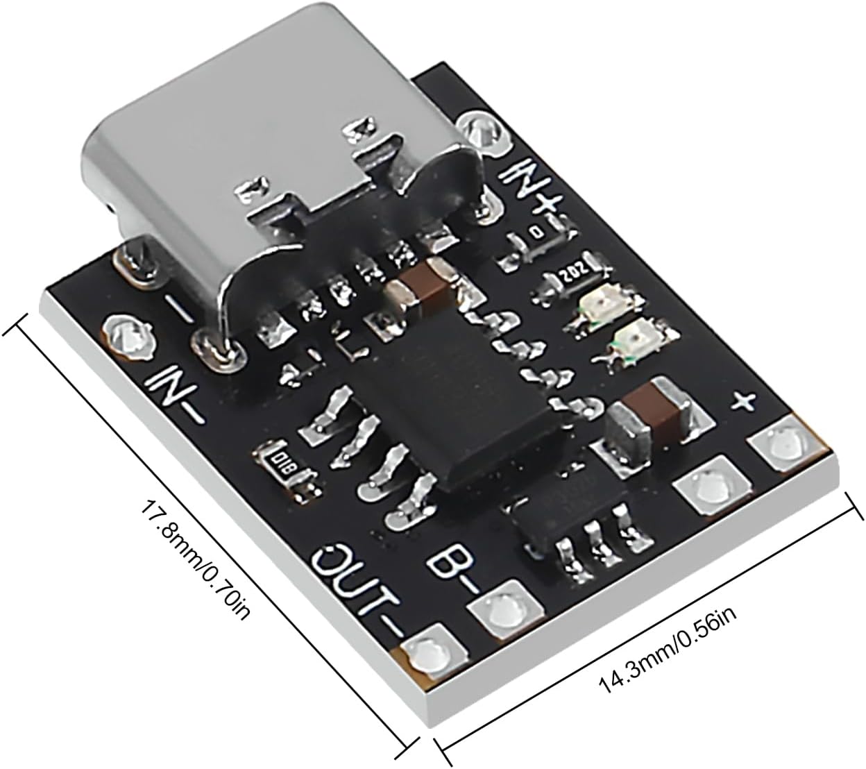 Mini USB Type C 3.7V Lithium Battery Charger Board 4.2V Charging Module with Protection Circuit and LED Charge Indicators(Type-C Port)