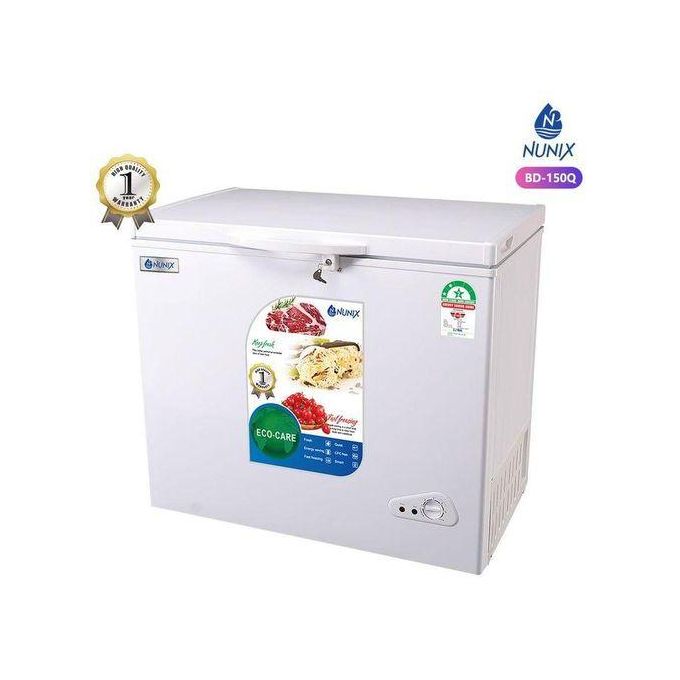 Nunix 150L Large Capacity Chest Freezer with Ecocare and Energy Saving Technologies+ Free Freezer Guard