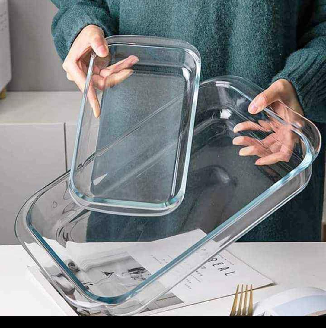 KILIMALL BLACK FRIDAY SPECIAL OFFER,2 pcs borrosilacate rectangular shape storage / baking tray,Large Glass Meal Prep Container Set, Airtight Glass Food Storage Containers with Air Vent Lid