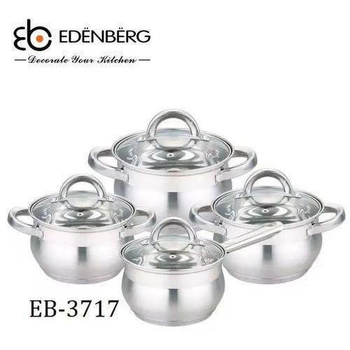 EDENBERG EB-3717 cookware set 8PCS High Quality stainless steel Cookware Set with glass lids and induction Cooking Pots Sufuria As shown in the figure 8pcs