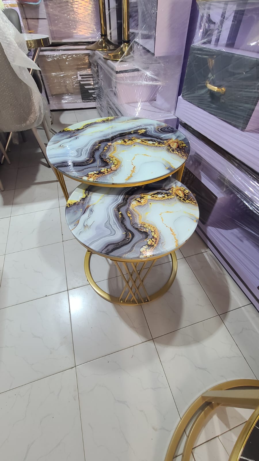 Modern Luxury 2in1 Marble effect nesting tables