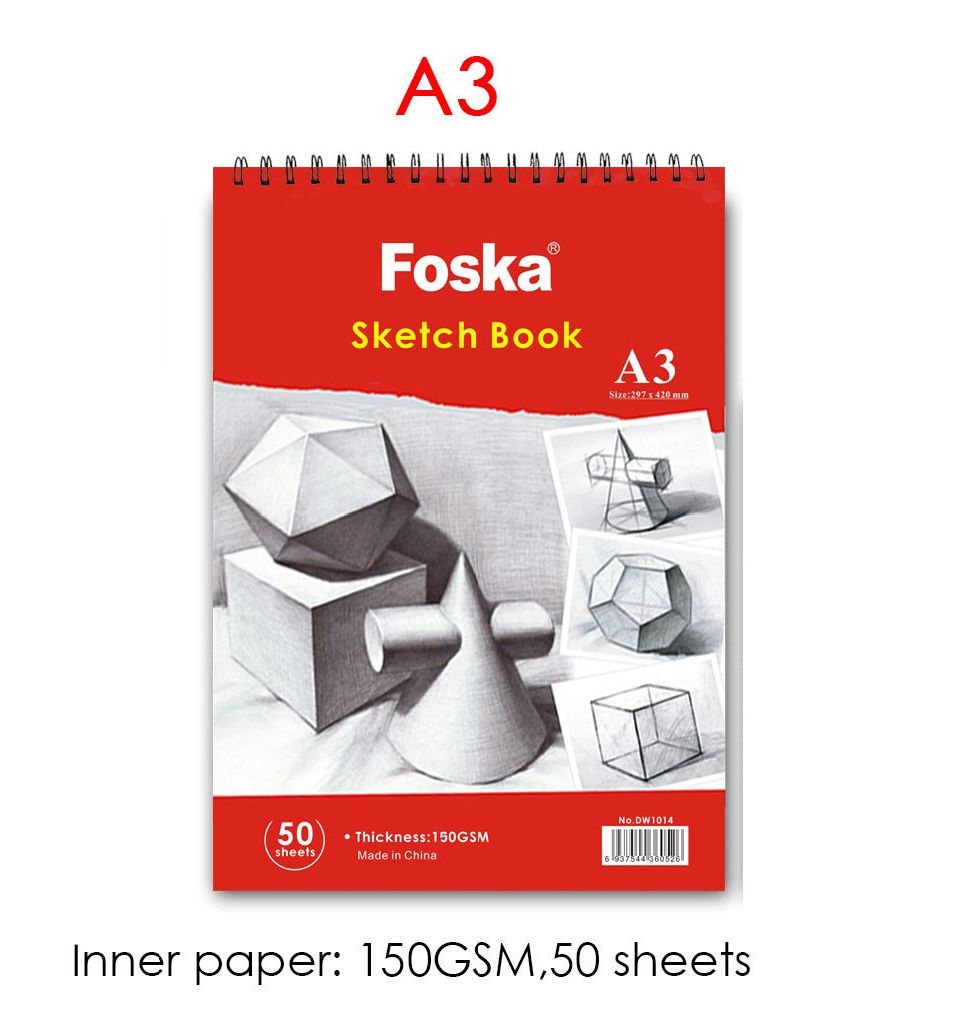 Sketchbook / Drawing Book / Artist Sketch Pad - A3 Size, 50 Pages, Spiral-bound150 gsm