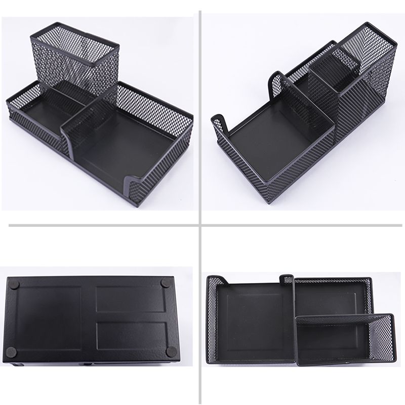 Multifunction Desk Organizer - Black Rectangular Metallic Mesh Material