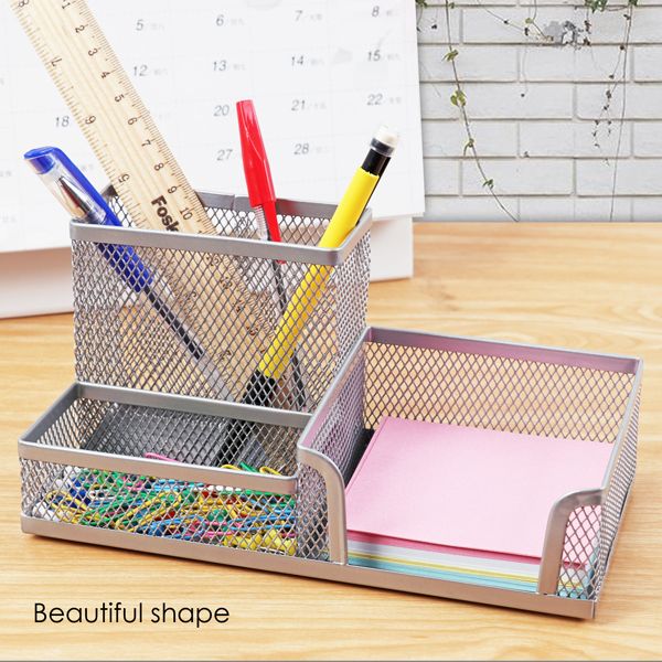 Multifunction Desk Organizer - Black Rectangular Metallic Mesh Material