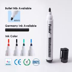 4 Piece Erasable Whiteboard Markers Set - Black, Blue, Red, Green; Round Tip; No Odour & Fast-drying