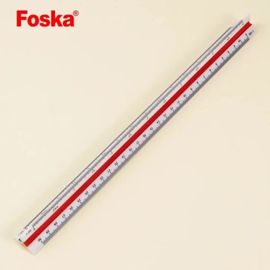 Technical Scale Ruler - Specifications: 30cm Length, Metric Type, Triangular Shape, 3 edges, 6 faces, Calibrations 1:20, 1:25, 1:50, 1:75, 1:100, 1:125