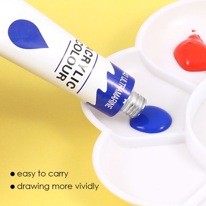 Acrylic Paint - 12 x 12ml Tubes, Professional Quality, 12 Colours, High Stability, High Quality Pigment & Usable on many surfaces.