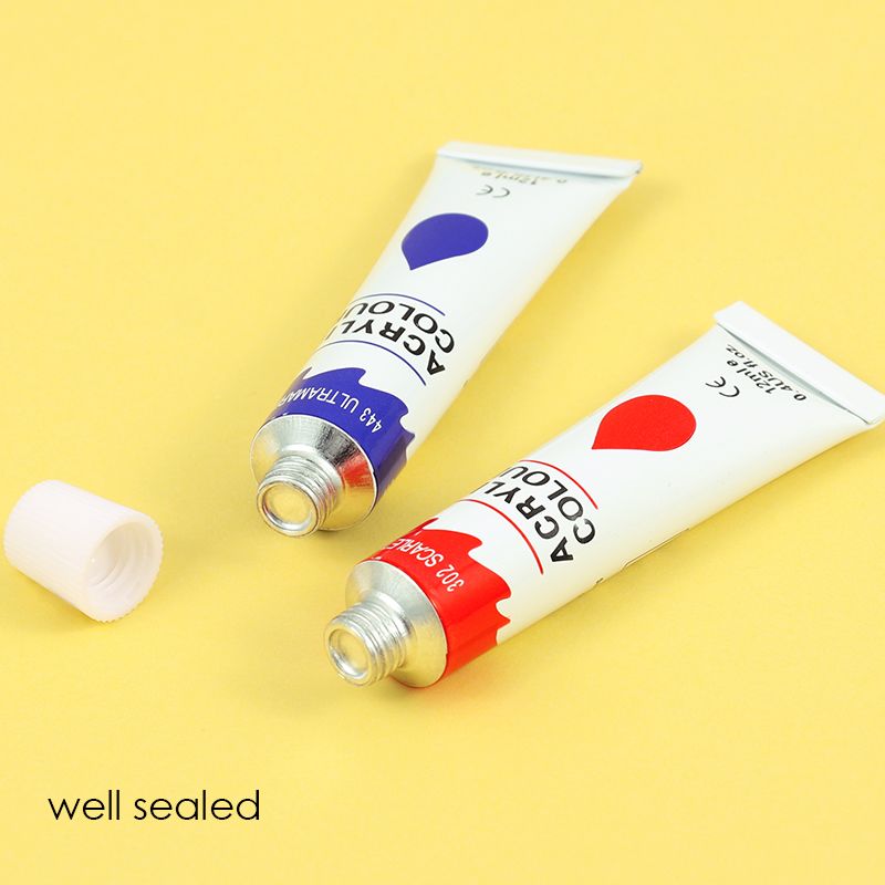 Acrylic Paint - 12 x 12ml Tubes, Professional Quality, 12 Colours, High Stability, High Quality Pigment & Usable on many surfaces.