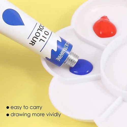 Oil Colour Paint Tubes - 12 x 12ml, Professional Quality, High Stability & High Pigment Quality,12 Colours & Usable on various surfaces