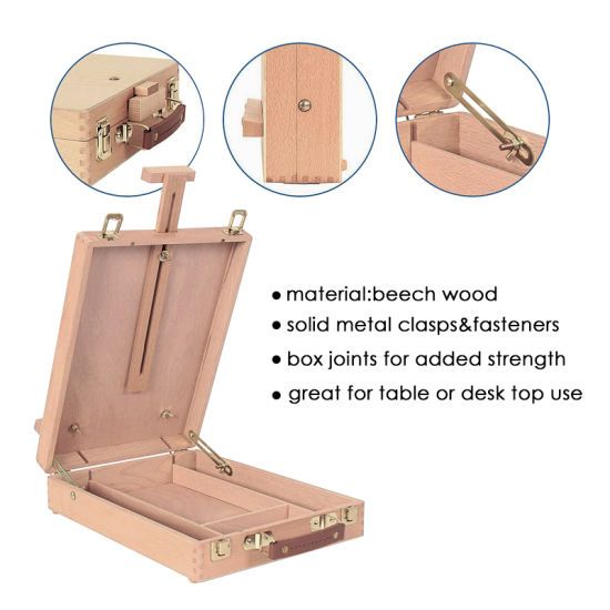 Tabletop Portable Easel - Beech Wood Material, Antique Design, Adjustable in Height & Tilt, Suitable for Painting, Drawing or Displaying Art Pieces