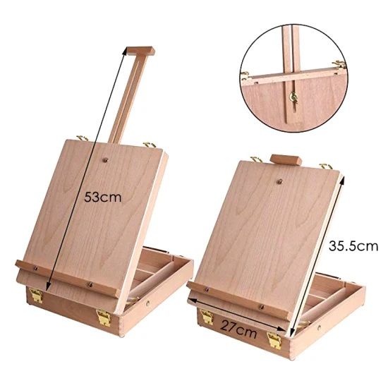Tabletop Portable Easel - Beech Wood Material, Antique Design, Adjustable in Height & Tilt, Suitable for Painting, Drawing or Displaying Art Pieces