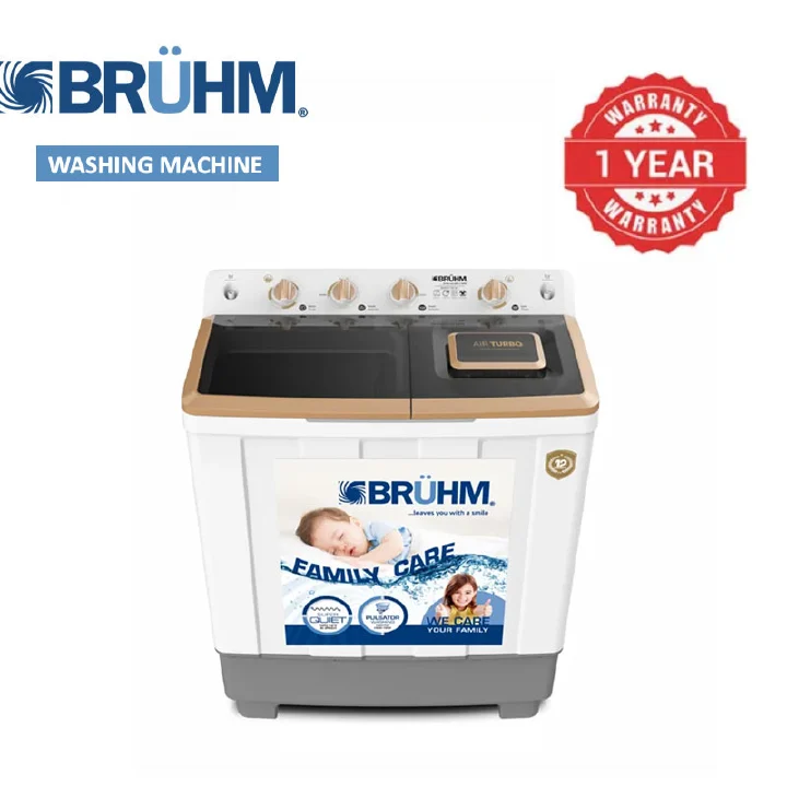 Bruhm BWT-120H Twin Tub Washing Machine 12kg Low Noise Operation 5.5kg Spin Capacity All-in-One Washer&Dryer Energy Efficient Compact Design, Easy-to-Use Controls Durable Build 1 Yr Wrty