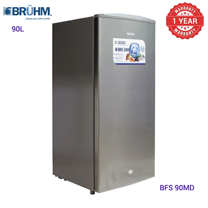 Bruhm 90 Litres fridge single door Energy Saving BFS-90MD Refrigerator Silver Energy Efficient Adjustable Shelves Spacious Freezer Compartment Reversible Door Low Noise Operation 1 Yr Wrty