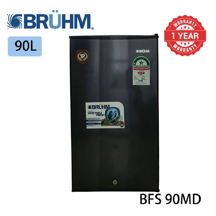 Bruhm 90 Litres fridge single door Energy Saving BFS-90MD Refrigerator Silver Energy Efficient Adjustable Shelves Spacious Freezer Compartment Reversible Door Low Noise Operation 1 Yr Wrty
