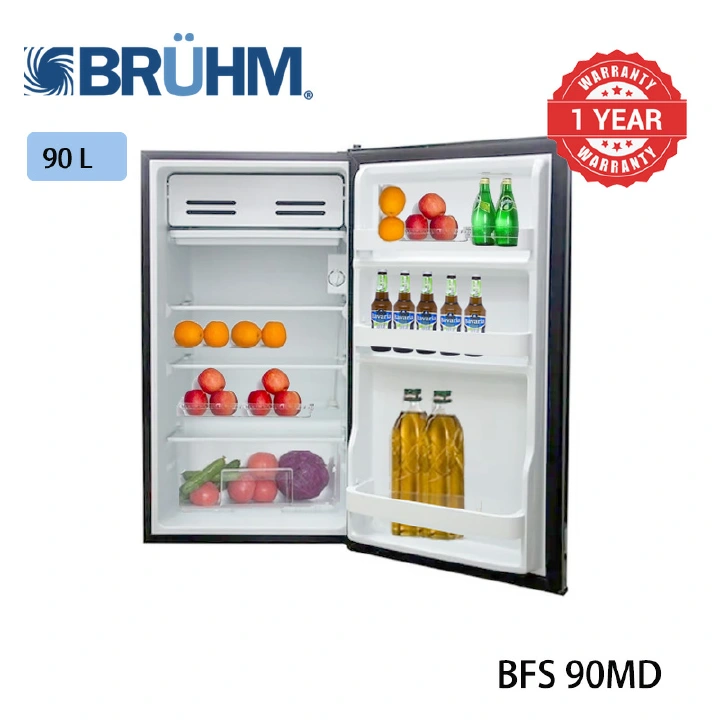 Bruhm 90 Litres fridge single door Energy Saving BFS-90MD Refrigerator Silver Energy Efficient Adjustable Shelves Spacious Freezer Compartment Reversible Door Low Noise Operation 1 Yr Wrty