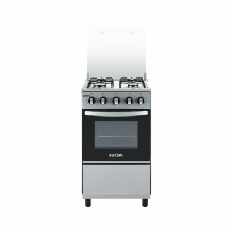 Bruhm 50x50 All Gas Standing Cooker BGC-5540IF Gas oven with adjustable legs Double glass oven door Manual ignition Inox work top Adjustable legs Silver