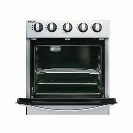 Bruhm 50x50 All Gas Standing Cooker BGC-5540IF Gas oven with adjustable legs Double glass oven door Manual ignition Inox work top Adjustable legs Silver