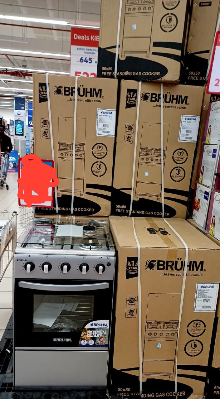 Bruhm 50x50 All Gas Standing Cooker BGC-5540IF Gas oven with adjustable legs Double glass oven door Manual ignition Inox work top Adjustable legs Silver