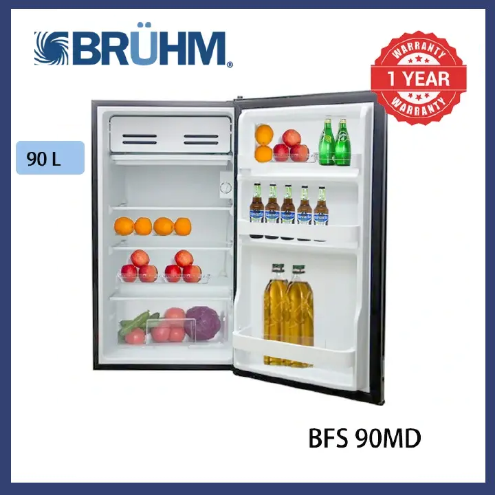 Bruhm 90 Litres fridge Single Door Energy Saving BFS-90MD Refrigerator Silver Energy Efficient Adjustable Shelves Spacious Freezer Compartment Reversible Door Low Noise Operation 1 Yr Warranty
