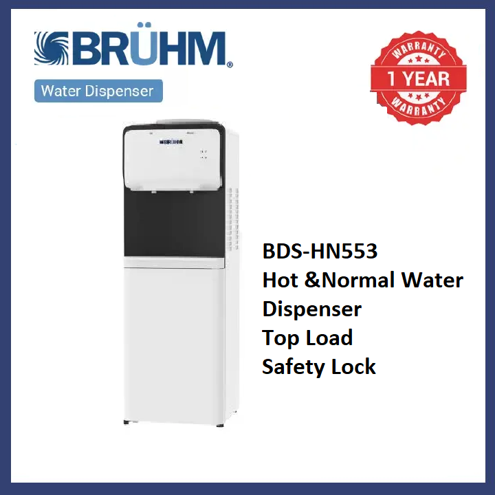Bruhm Hot And Normal Free Standing Water dispenser BDS-HN553 100-240V/50/60Hz With Storage Cabinet Perfect For Home And Office use   Automatic water temperature control Over Heat protection
