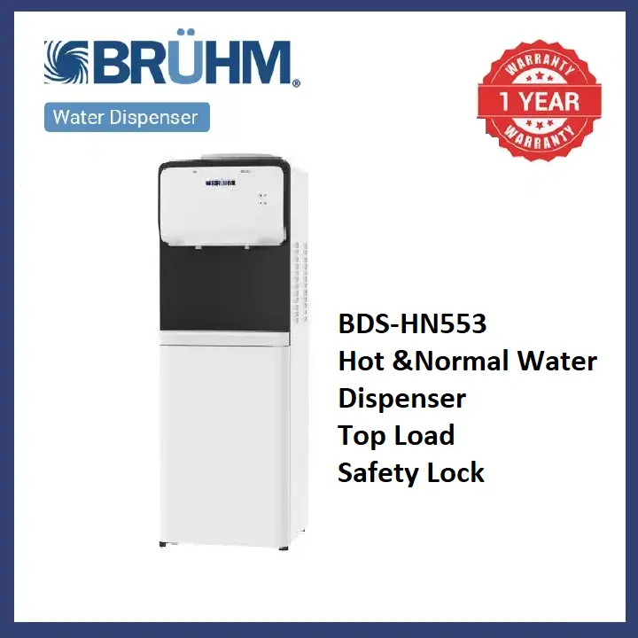 Bruhm Hot And Normal Free Standing Water dispenser BDS-HN553 100-240V/50/60Hz With Storage Cabinet Perfect For Home And Office use   Automatic water temperature control Over Heat protection