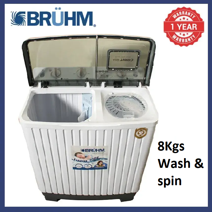 Bruhm 8Kg Twin Tub Washing Machine BWT-080H Wash And Spin Capacity Low Noise Motor System quality washer washing machine