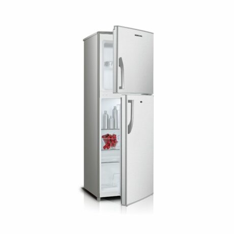 Bruhm 134Ltrs Double Door Fridge BFD 150MD Frost Free Refrigerator Mechanical temperature control 2 Glass fridge shelves Interior light Crystal door lock and key 1Yr Warranty