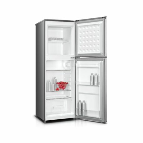 Bruhm 134Ltrs Double Door Fridge BFD 150MD Frost Free Refrigerator Mechanical temperature control 2 Glass fridge shelves Interior light Crystal door lock and key 1Yr Warranty
