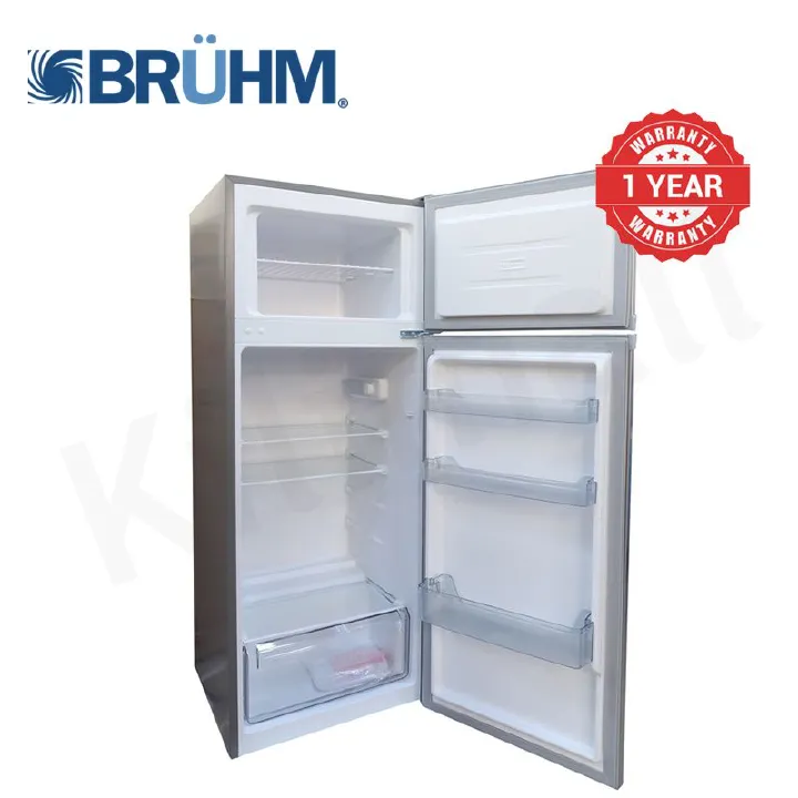 Bruhm 134Ltrs Double Door Fridge BFD 150MD Frost Free Refrigerator Mechanical temperature control 2 Glass fridge shelves Interior light Crystal door lock and key 1Yr Warranty