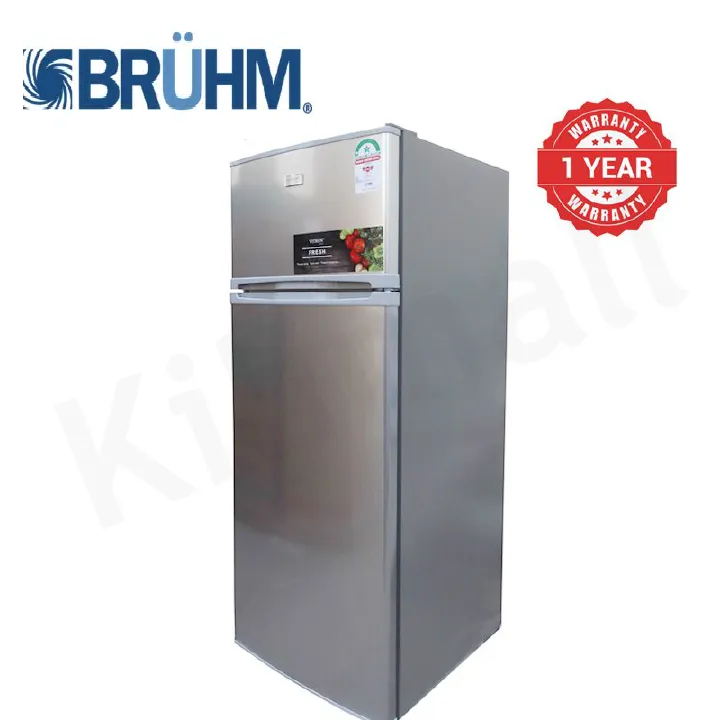 Bruhm 134Ltrs Double Door Fridge BFD 150MD Frost Free Refrigerator Mechanical temperature control 2 Glass fridge shelves Interior light Crystal door lock and key 1Yr Warranty