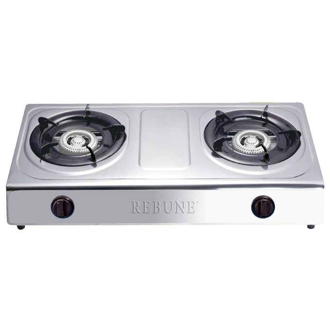 Rebune Table Top Stainless Steel 2 Burner Gas Cooker