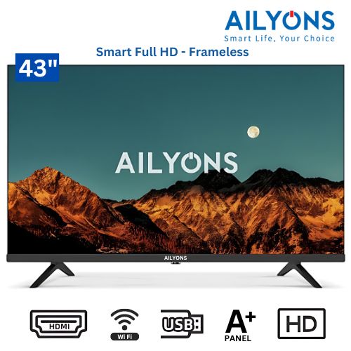 AILYONS LST4306W 43'' INCH Smart Android Ful, Ultimate, Bluetooth Connectivity, Full HD TV Smart Android Television, Inbuilt Decoder for local channels, Netflix ,YouTube ,App Store, Wi-Fi Connectivity