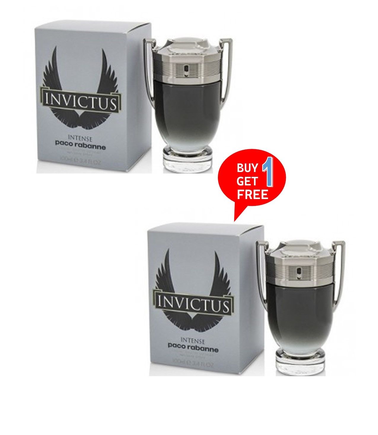 INVICTUS INTENSE by Paco Rabbane Original designer perfume for men 100ml. Buy one get one free