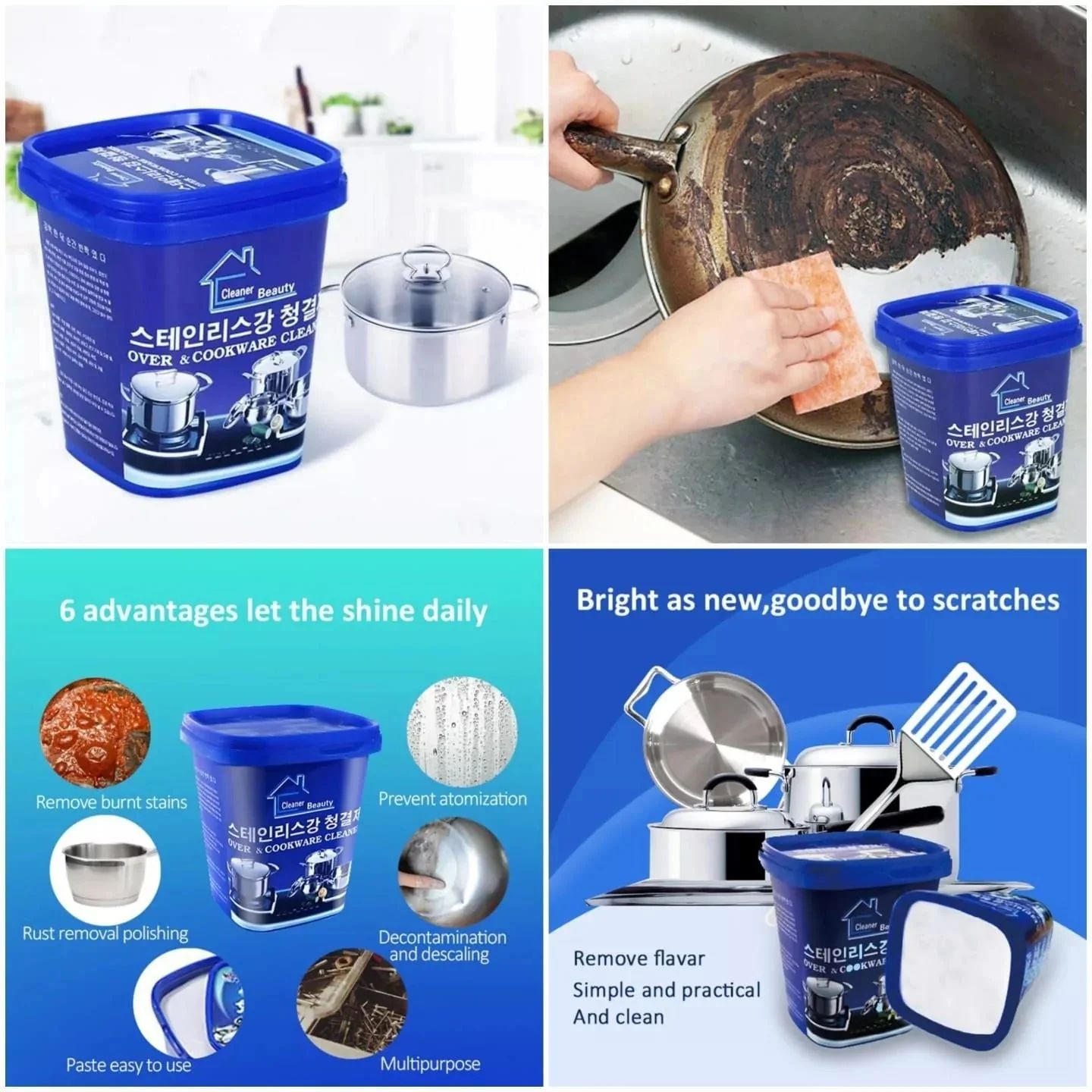 All purpose cleaning paste, cleaning paste and scrubber
