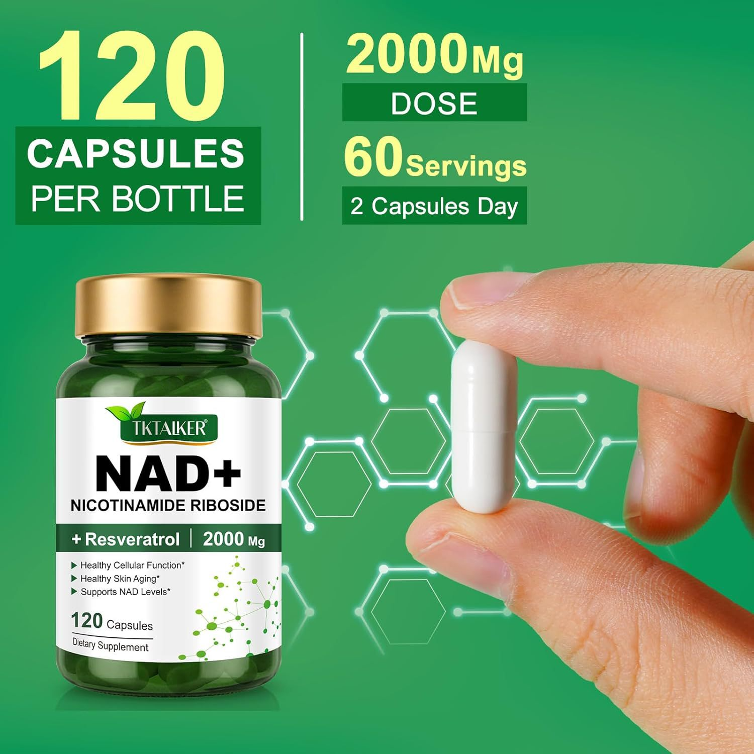 NAD+ Nicotinamide Capsules, NAD Supplement Capsules    NAD+ Nicotinamide Capsules, NAD Supplement Capsules