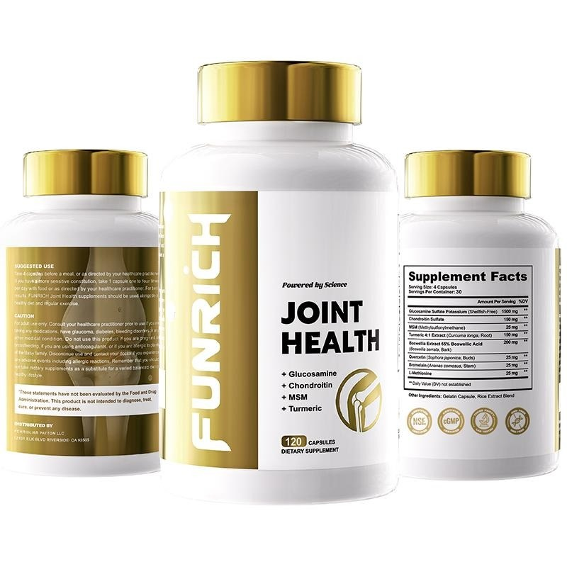 FUNRICH Joint Health Supplement for Women & Men with Glucosamine, Chondroitin, MSM & Turmeric - 120 Capsules