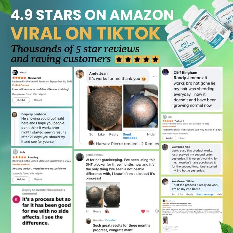 Simply Revival DHT Blocker - Hair & Skin Formula with Herbal Ingredients  - Promotes Healthy Hair Growth & Clear Skin  - 60 Capsules