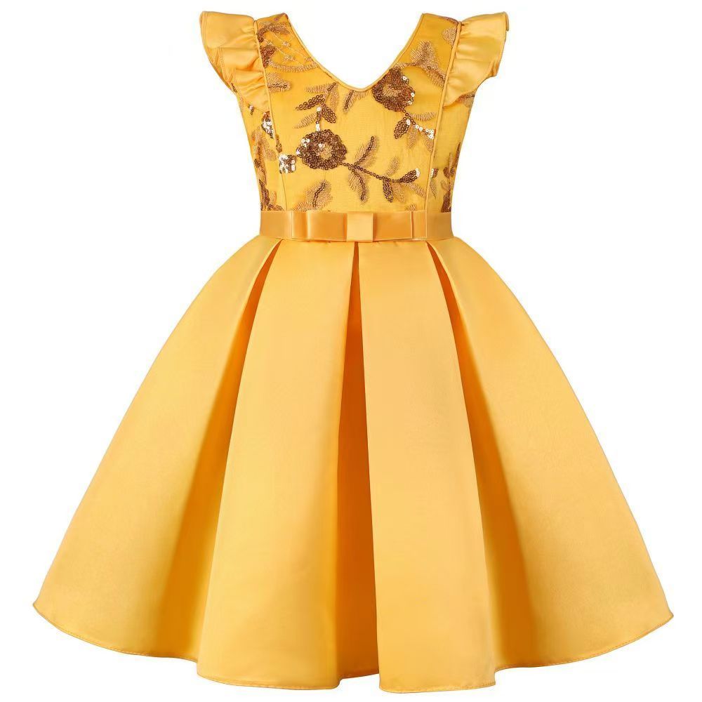 Girls Christmas Flower Lace Embroidery Dress Kids Dresses for Girl Princess Autumn Winter Party Ball Gown Children Clothing Wear
