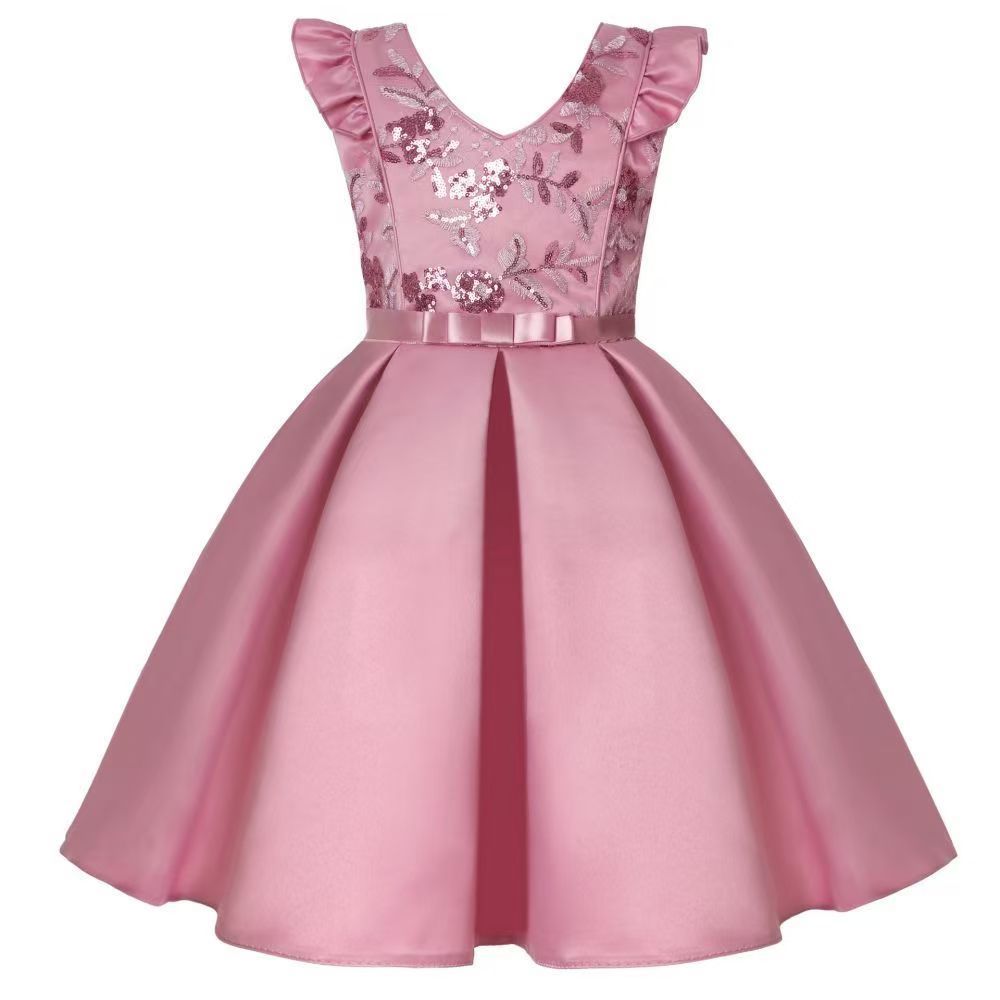 Girls Christmas Flower Lace Embroidery Dress Kids Dresses for Girl Princess Autumn Winter Party Ball Gown Children Clothing Wear