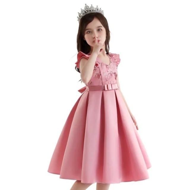 Girls Christmas Flower Lace Embroidery Dress Kids Dresses for Girl Princess Autumn Winter Party Ball Gown Children Clothing Wear