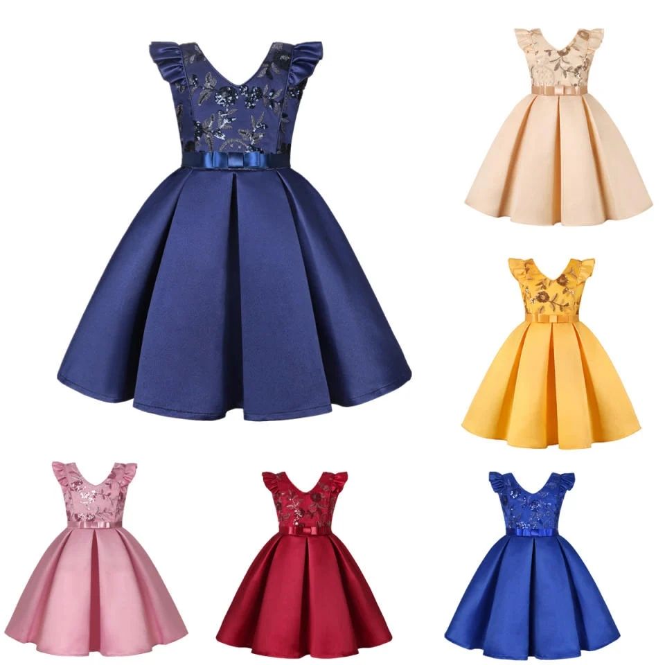 Girls Christmas Flower Lace Embroidery Dress Kids Dresses for Girl Princess Autumn Winter Party Ball Gown Children Clothing Wear