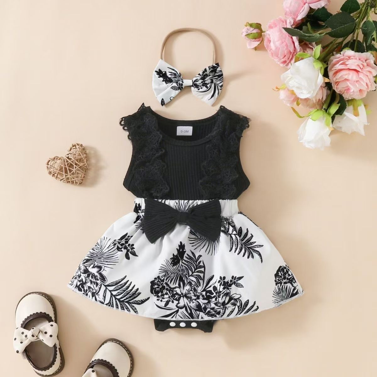 New summer baby jumpsuit with bow tie dress for infants and young children summer dress for babies khai dress for babies princess dress